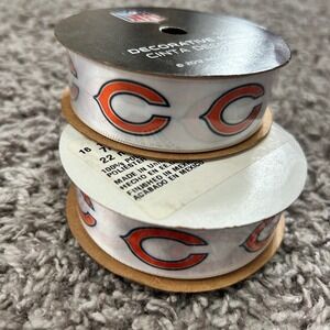 Chicago Bears NFL Decorative Ribbon Offray‎ 7/8 Inch 9 Feet 2 Spools White Logo